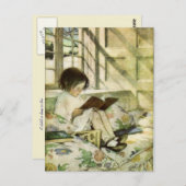 Bücher im Winter von Jessie Willcox Smith Postkarte (Vorne/Hinten)