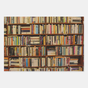 Bücher in Bibliotheksmustern Wrapping Paper Geschenkpapier Set