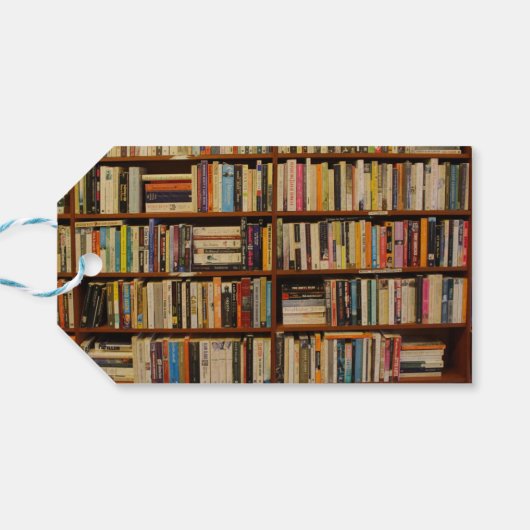 Bücher in der Bibliothek Geschenktasche Geschenkanhänger (Rückseite Horizontal)