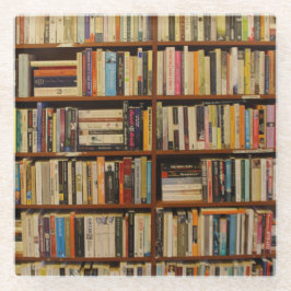 Bücher in der Bibliothek Glasuntersetzer