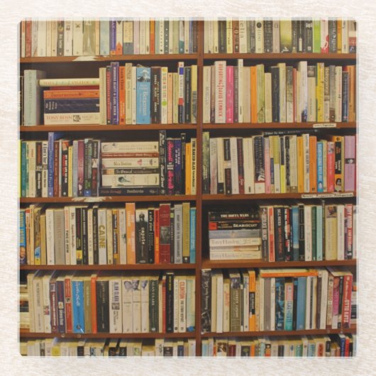 Bücher in der Bibliothek Glasuntersetzer (Vorderseite)