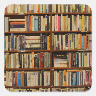 Bücher in der Bibliothek Quadratischer Aufkleber