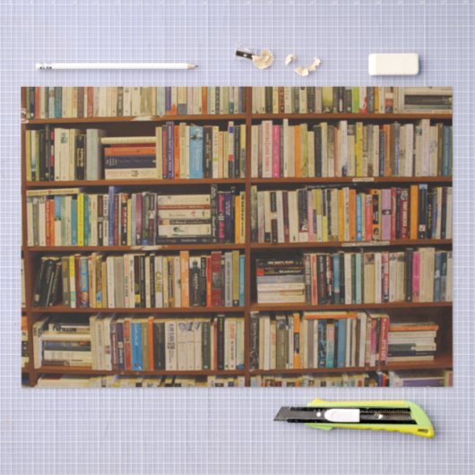 Bücher in einem Bibliotheksmuster Seidenpapier (Handwerk)