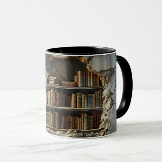 Bücher in Höhlenbriche 3D-Tasse Tasse (VorderseiteRechts)