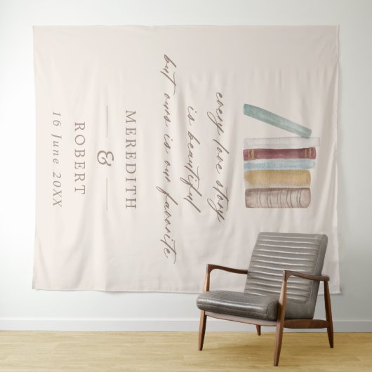 Bücher jeder Liebe Geschichte Hochzeitsfeier Hinte Wandteppich (Beispiel (Horizontal))