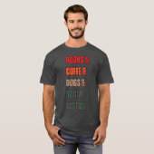 BÜCHER KAFFE HUNDE Retro T-Shirt (Vorne ganz)