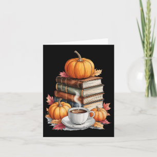 Bücher Kaffee Herbst Blätter Und Kürbisse Vintage Karte