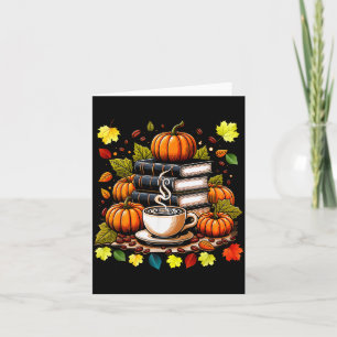 Bücher Kaffee Herbst Blätter Und Kürbisse Vintage Karte