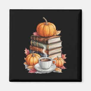 Bücher Kaffee Herbst Blätter Und Kürbisse Vintage Magnet