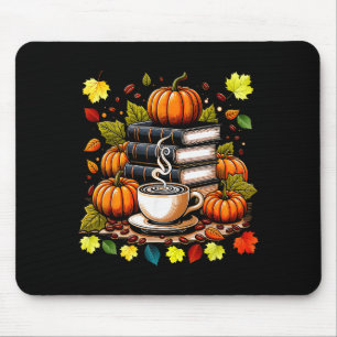 Bücher Kaffee Herbst Blätter Und Kürbisse Vintage  Mousepad