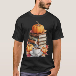 Bücher Kaffee Herbst Blätter Und Kürbisse Vintage T-Shirt