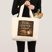Bücher, Kaffee & Stille – Dark Academia Buchliebha Jumbo Stoffbeutel (Vorderseite (Produkt))