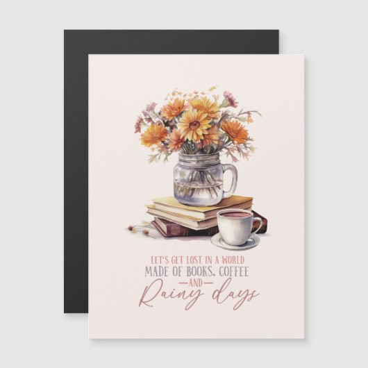 Bücher, Kaffee und Regentage Magnetkarte (Vorne/Hinten)