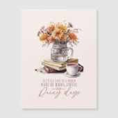 Bücher, Kaffee und Regentage Magnetkarte (Vorderseite)