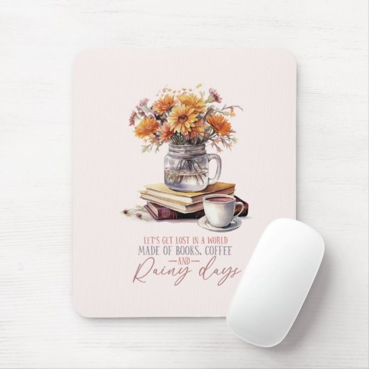 Bücher, Kaffee und Regentage Mousepad (Mit Mouse)