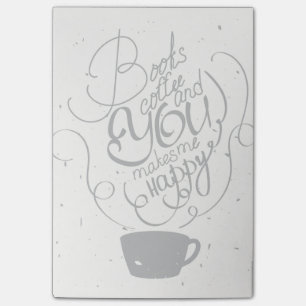 Bücher Kaffee und Sie macht mich glücklich Post-it Klebezettel