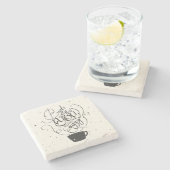 Bücher Kaffee und Sie macht mich glücklich Steinuntersetzer (Seitenansicht)