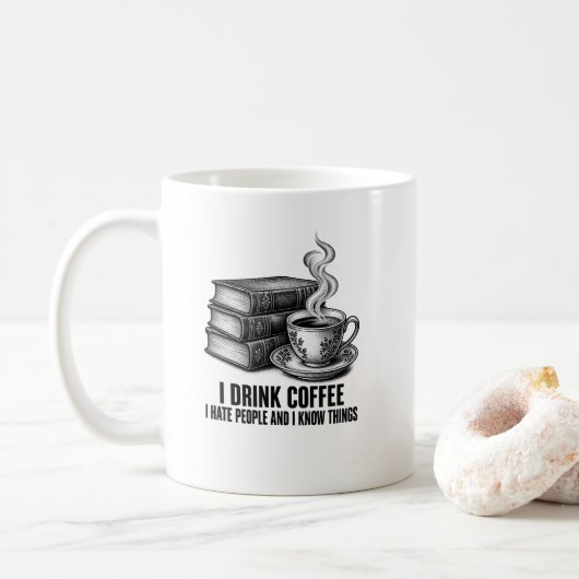 Bücher & Kaffee Vintage-Stich Kaffeetasse (Mit Donut)