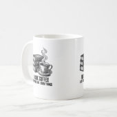 Bücher & Kaffee Vintage-Stich Kaffeetasse (Vorderseite Links)