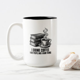 Bücher & Kaffee Vintage-Stich Zweifarbige Tasse