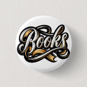 Bücher Kalligrafie Design Tattoo Ribbon Stil Button (Vorderseite)