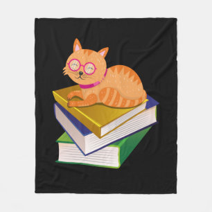 Bücher - Katze und Bücher Geschenk für Buchliebhab Fleecedecke