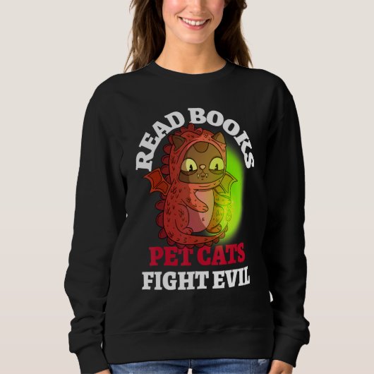 Bücher Katzen bekämpfen Böse Bookmagic Dragon Read Sweatshirt (Vorderseite)