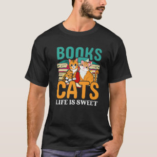 Bücher Katzen Das Leben Ist Süß Buchleser Biblioth T-Shirt