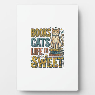 Bücher Katzen Das Leben Ist Süß Vintage Katzenlese Fotoplatte