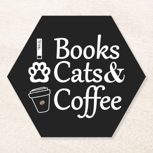 Bücher Katzen & Kaffee Untersetzer (Vorderseite)