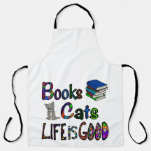 Bücher Katzen Life is Good Schürze Groß