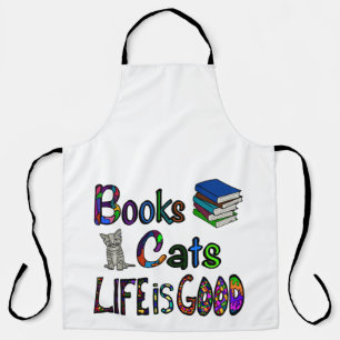 Bücher Katzen Life is Good Schürze Groß