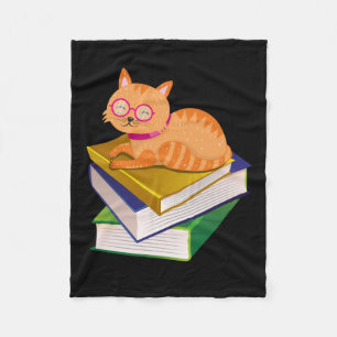Bücher - Katzen und Bücher - Geschenk des Buches Fleecedecke