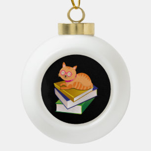 Bücher - Katzen und Bücher - Geschenk des Buches Keramik Kugel-Ornament