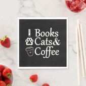 Bücher, Katzen und Kaffee Serviette (Beispiel)