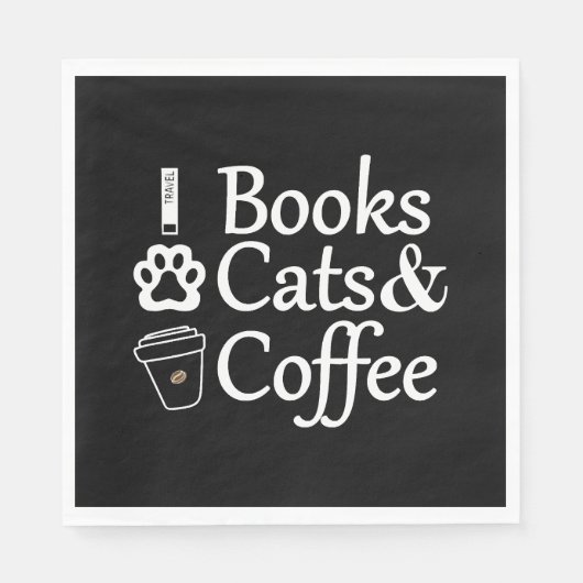 Bücher, Katzen und Kaffee Serviette (Vorderseite)