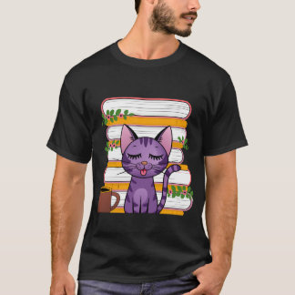 Bücher, Katzen und Kaffee T-Shirt
