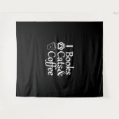 Bücher, Katzen und Kaffee Wandteppich (Vorderseite (Horizontal))