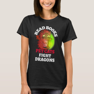 Bücher Katzenkämpfe Drachen buchen Magic Dragon Re T-Shirt