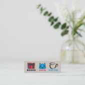 Bücher Katzenkäse Lesezeichen Mini Visitenkarte (Stehend Vorderseite)