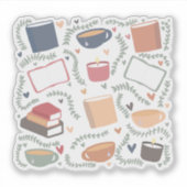 Bücher, Kerzen und Tee Aufkleber (Vorderseite)