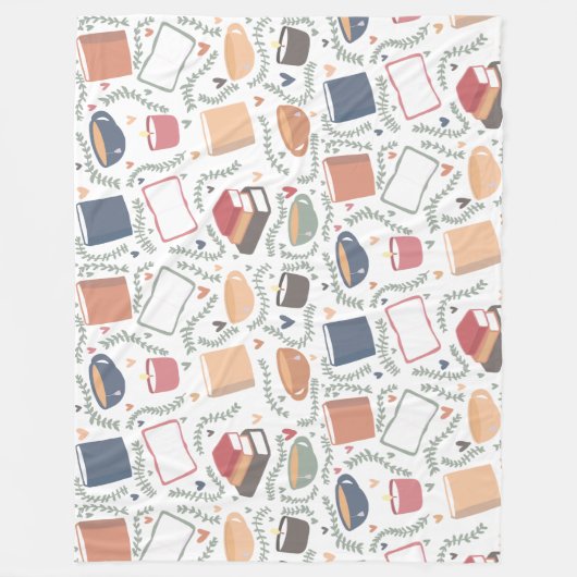 Bücher, Kerzen und Tee Fleecedecke (Vorderseite)