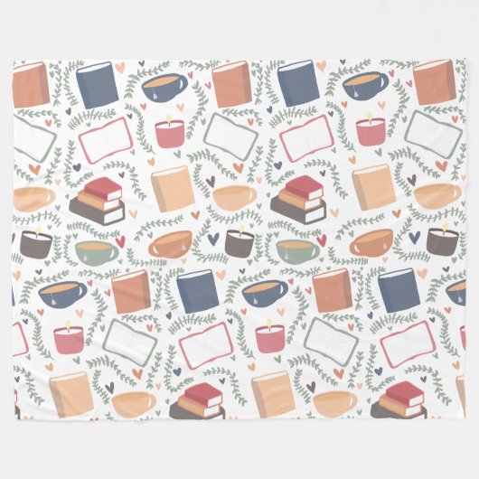 Bücher, Kerzen und Tee Fleecedecke (Vorderseite (Horizontal))