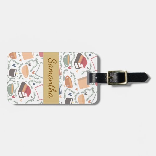 Bücher, Kerzen und Tee Gepäckanhänger (Vorderseite horizontal)