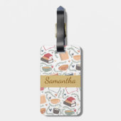 Bücher, Kerzen und Tee Gepäckanhänger (Rückseite vertikal)