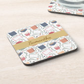 Bücher, Kerzen und Tee Getränkeuntersetzer (Linke Seite)