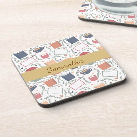 Bücher, Kerzen und Tee Getränkeuntersetzer (Linke Seite)