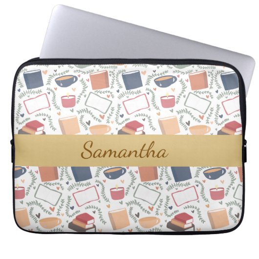 Bücher, Kerzen und Tee Laptopschutzhülle (Vorderseite)