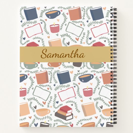 Bücher, Kerzen und Tee Notizblock (Rückseite)