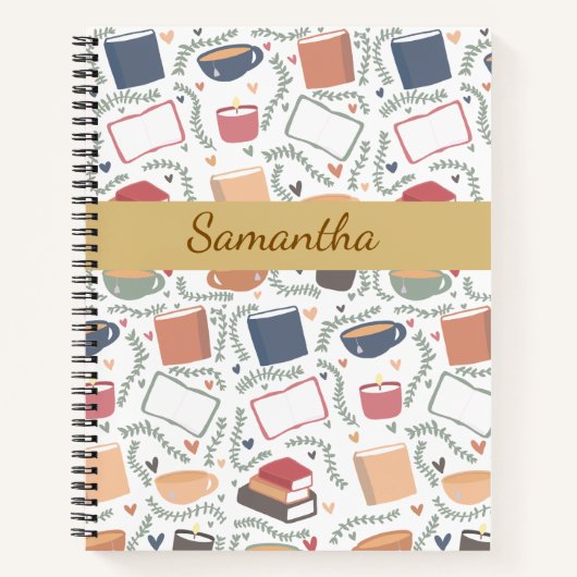 Bücher, Kerzen und Tee Notizblock (Vorderseite)